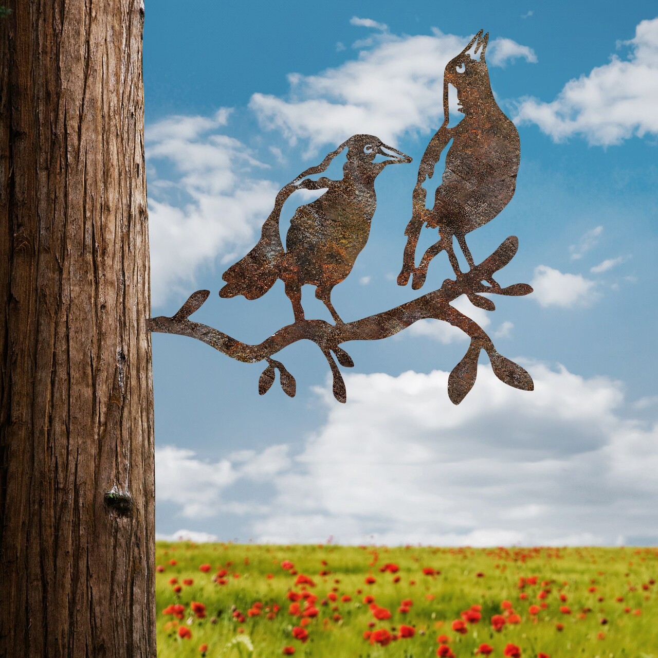 Obiect decorativ de grădină, Bird On The Branch 09, 45x39 cm, Maro - imagine 7